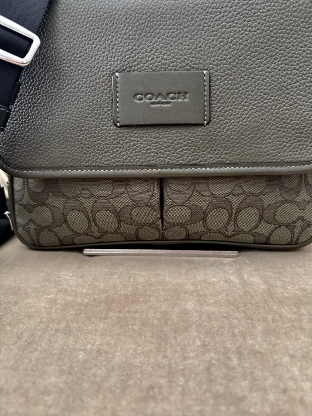 Auth COACH Iconic Sprint Map Bag 25 Jacquard Canvas CE534 Messenger Bag